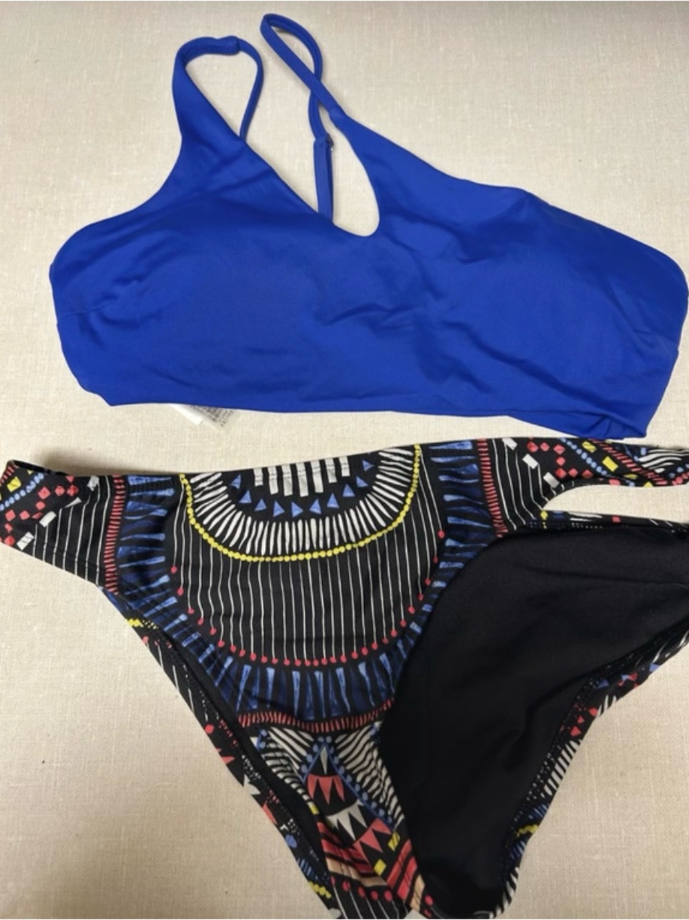 VS PINK -Women’s Blue Bikini Set - Vibrant Royal Top with Printed Bottom 🌺